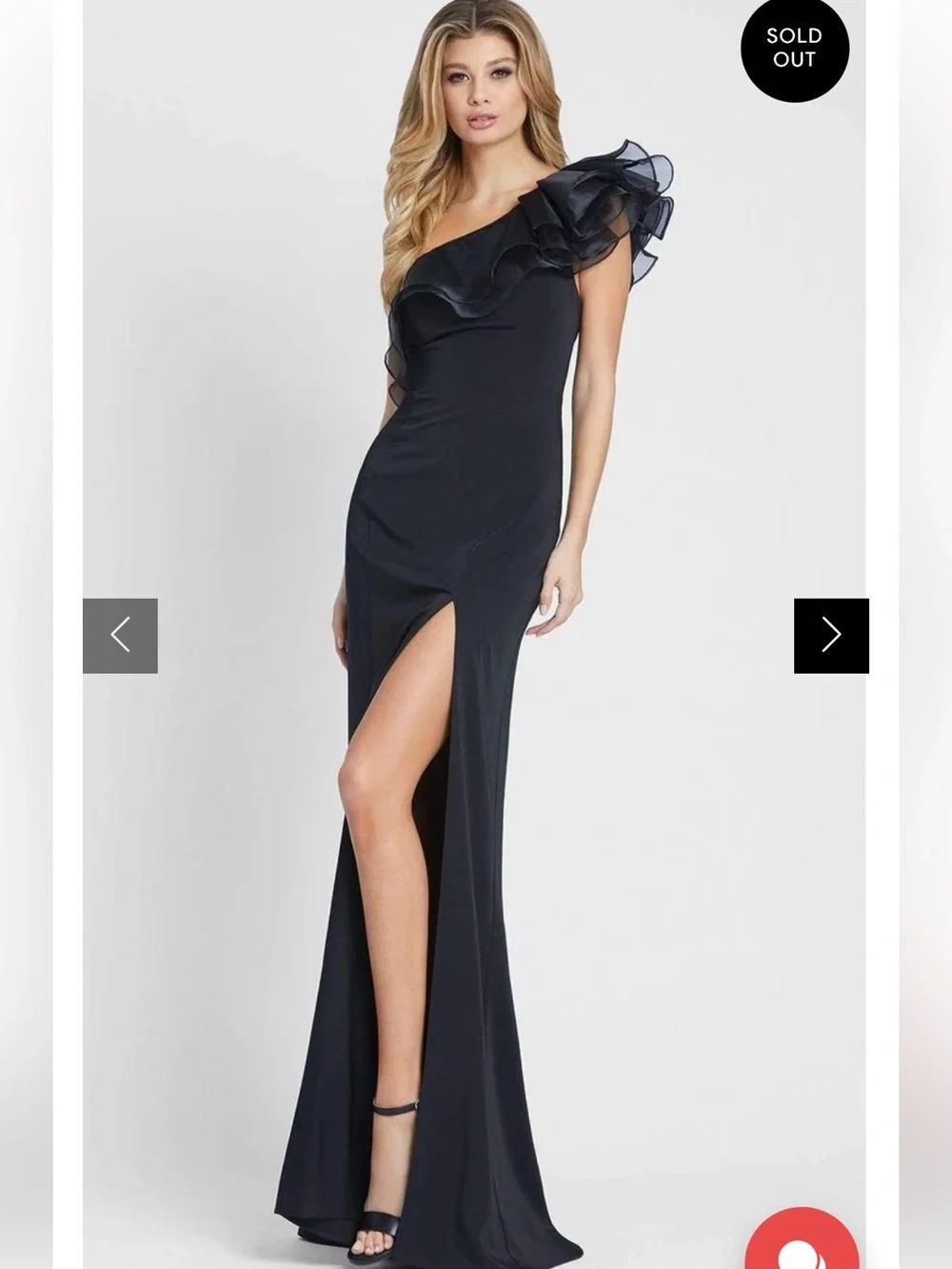 IEENA Mac Duggal Black One Shoulder Ruffle Organza Gown Dress NWT SIZE 4